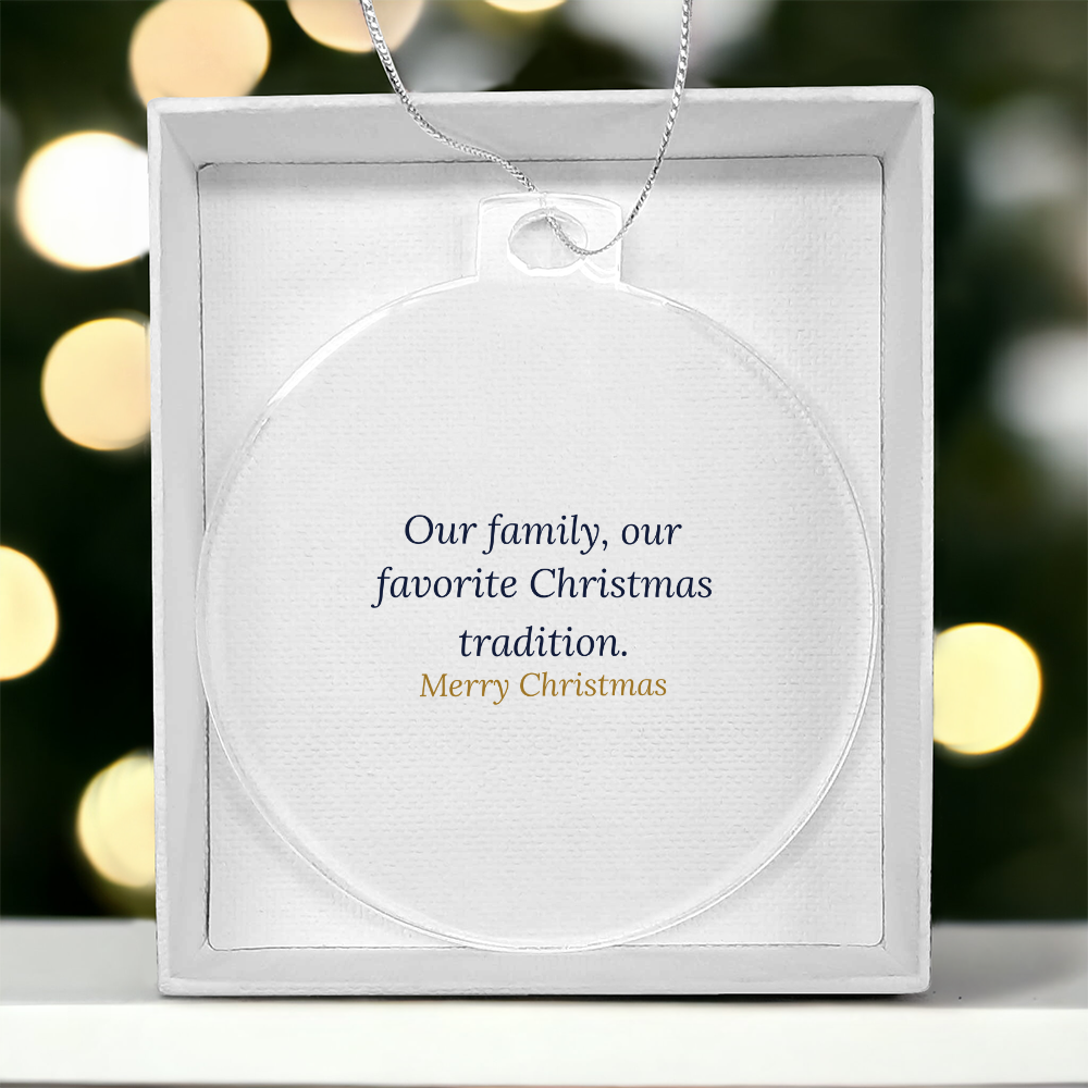 Family Christmas Ornament, Clear Acrylic Bulb Keepsake