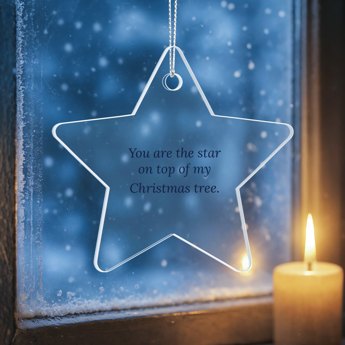 Christmas Star Ornament, Clear Acrylic Keepsake Gift