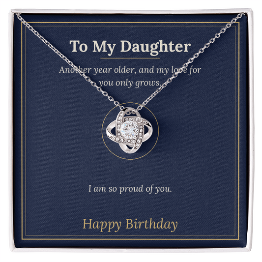 Love Knot Necklace for Daughter, Birthday Gift From Mom or Dad
