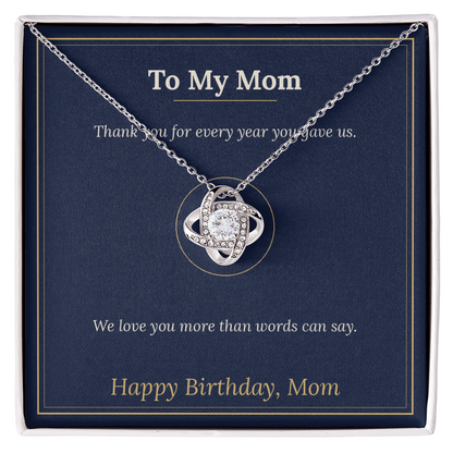 Love Knot Necklace for Mom, Birthday Gift From Daughter or Son