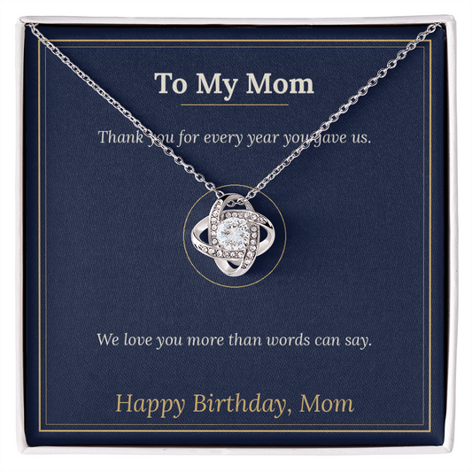 Love Knot Necklace for Mom, Birthday Gift From Daughter or Son