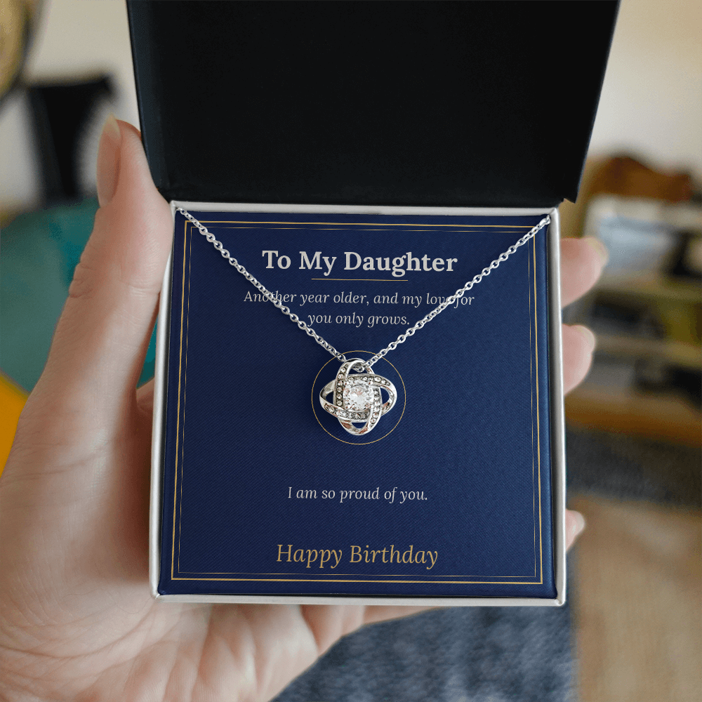 Love Knot Necklace for Daughter, Birthday Gift From Mom or Dad