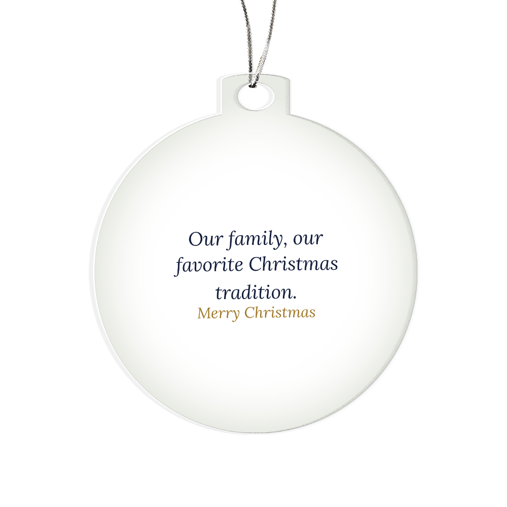 Family Christmas Ornament, Clear Acrylic Bulb Keepsake