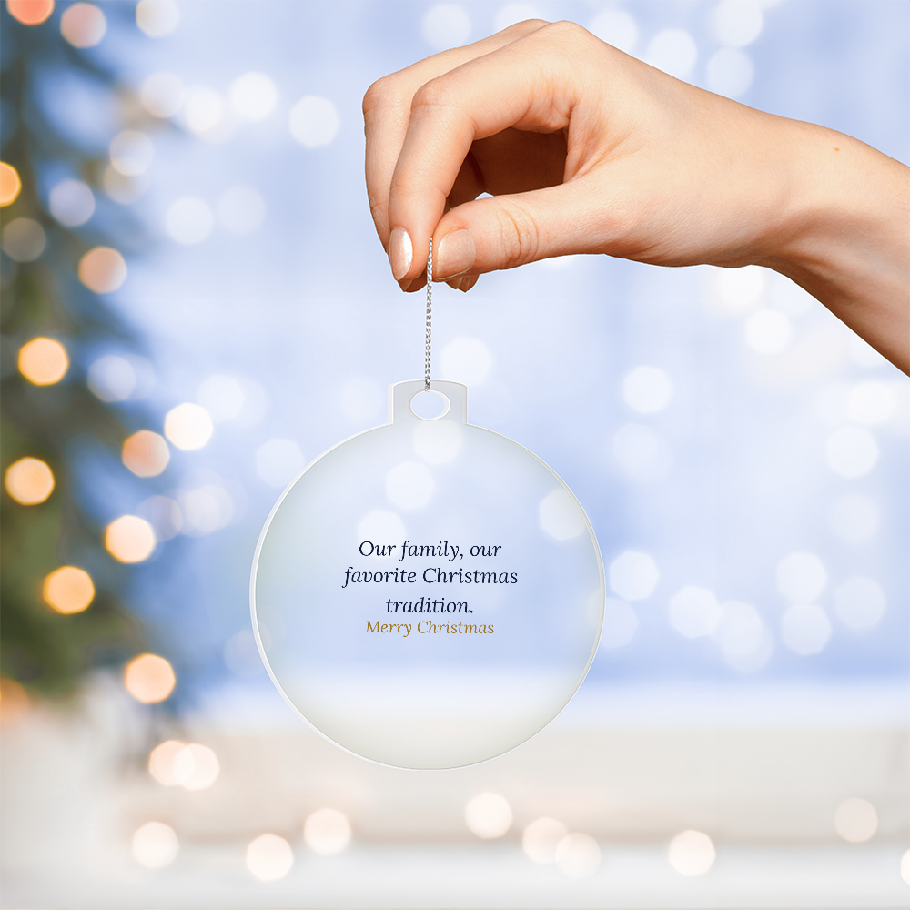 Family Christmas Ornament, Clear Acrylic Bulb Keepsake