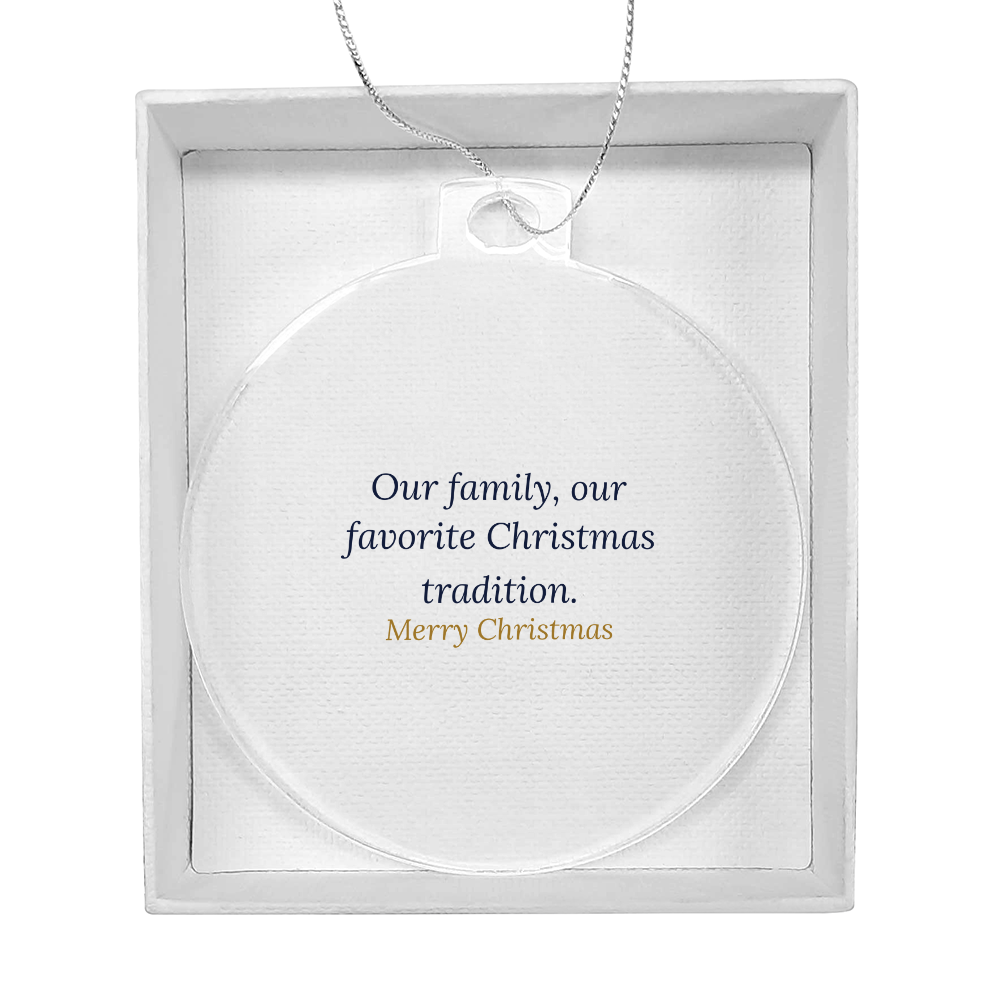 Family Christmas Ornament, Clear Acrylic Bulb Keepsake