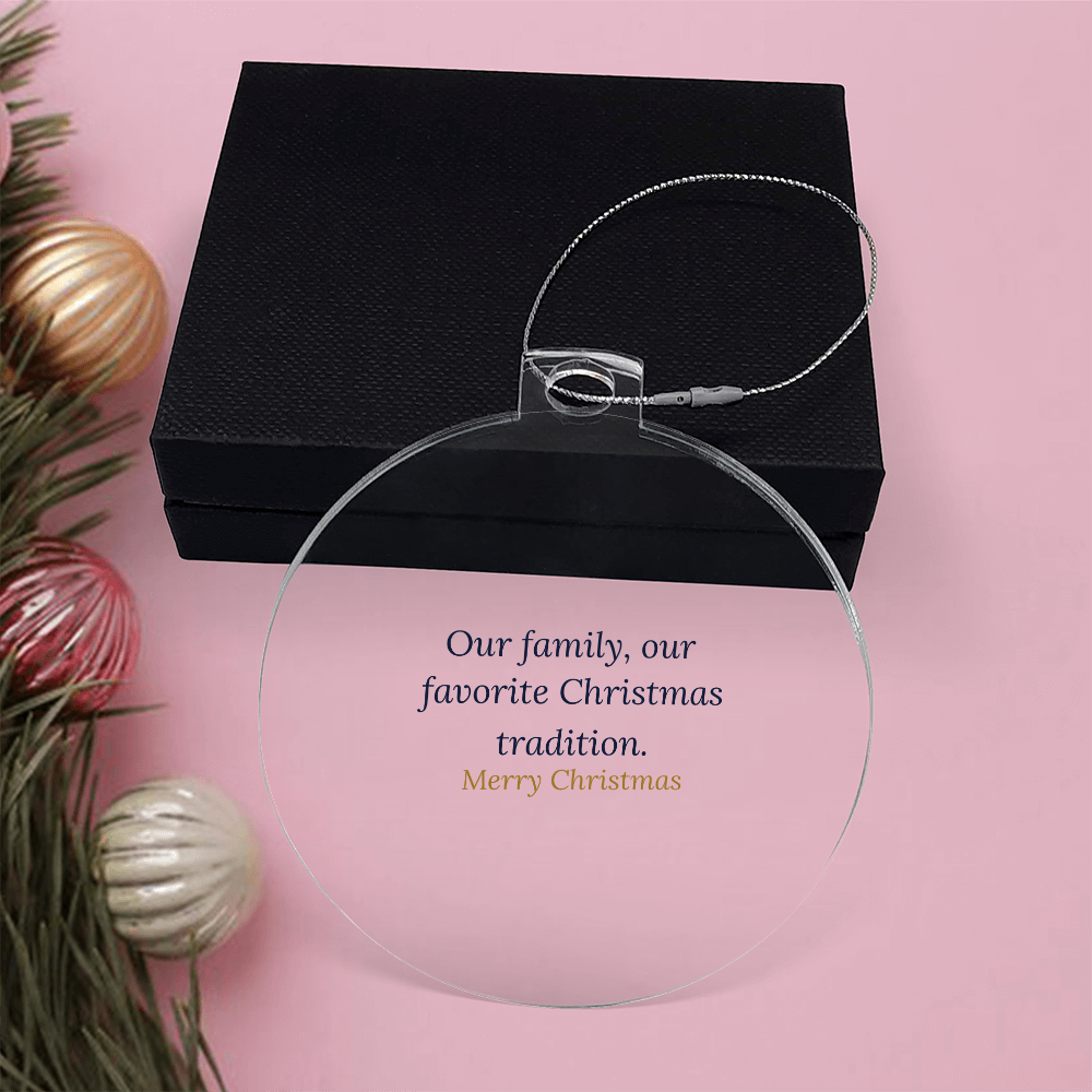 Family Christmas Ornament, Clear Acrylic Bulb Keepsake
