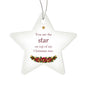 Christmas Star Ornament - Burgundy Floral Clear Acrylic Keepsake