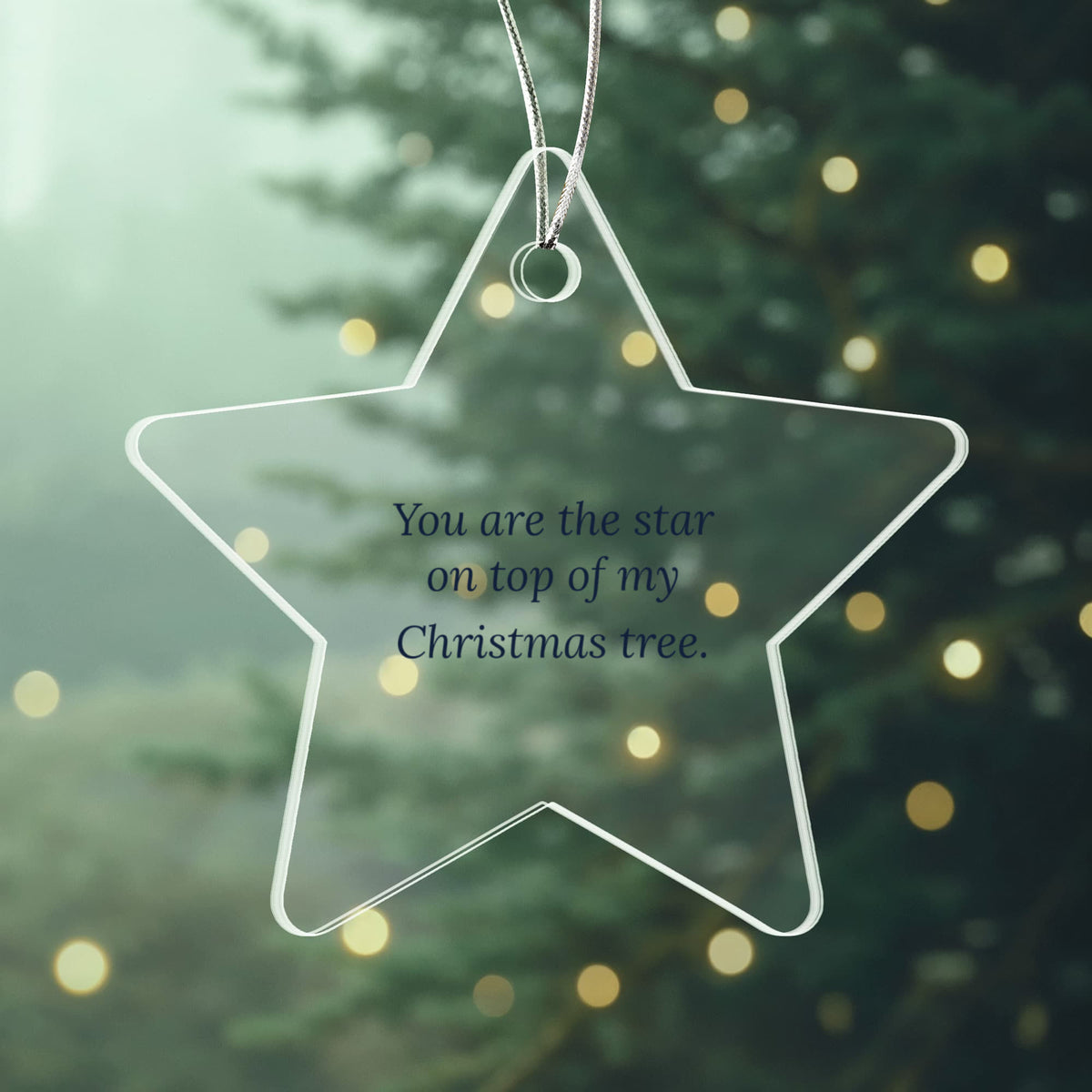 Christmas Star Ornament, Clear Acrylic Keepsake Gift
