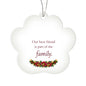 Pet Lover Christmas Ornament - Burgundy Floral Clear Acrylic Paw