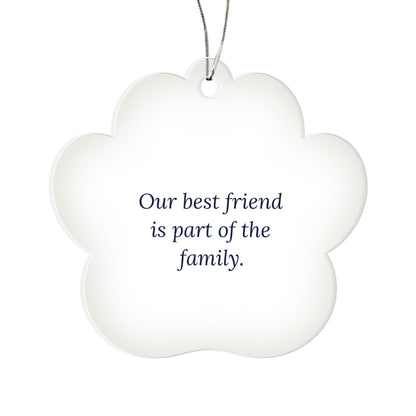 Pet Lover Christmas Ornament, Clear Acrylic Paw Keepsake