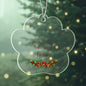 Pet Lover Christmas Ornament - Burgundy Floral Clear Acrylic Paw