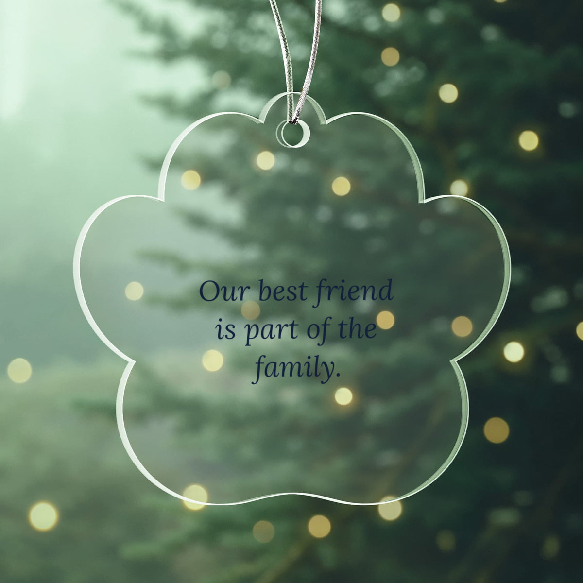 Pet Lover Christmas Ornament, Clear Acrylic Paw Keepsake