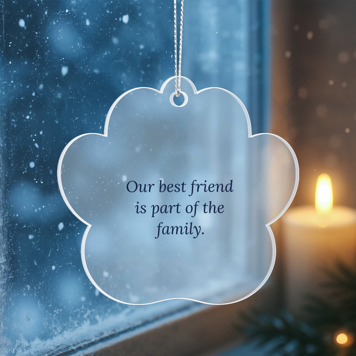 Pet Lover Christmas Ornament, Clear Acrylic Paw Keepsake