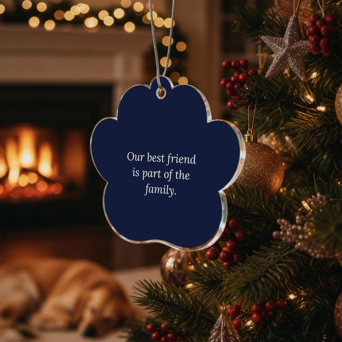 Pet Lover Christmas Ornament, Acrylic Paw Keepsake