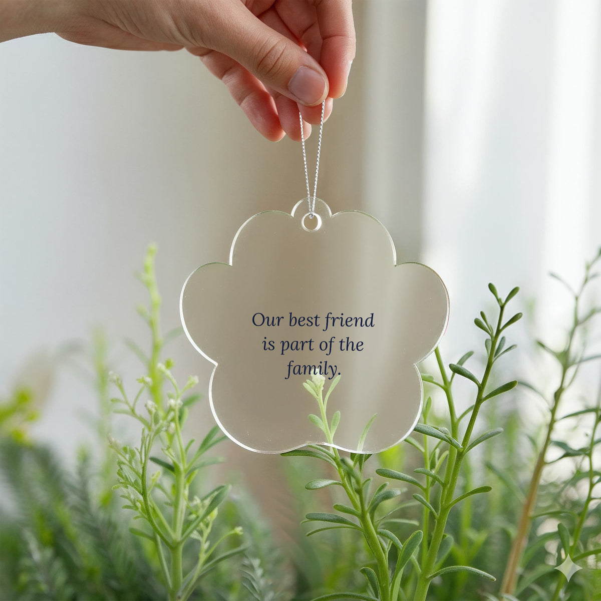Pet Lover Christmas Ornament, Clear Acrylic Paw Keepsake