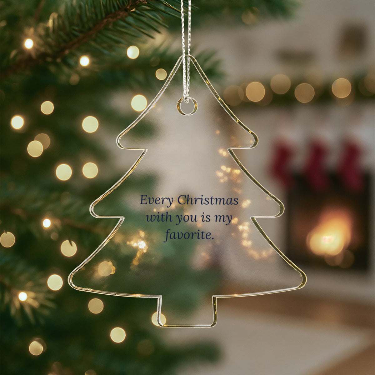 Christmas Tree Ornament, Clear Acrylic Keepsake Gift