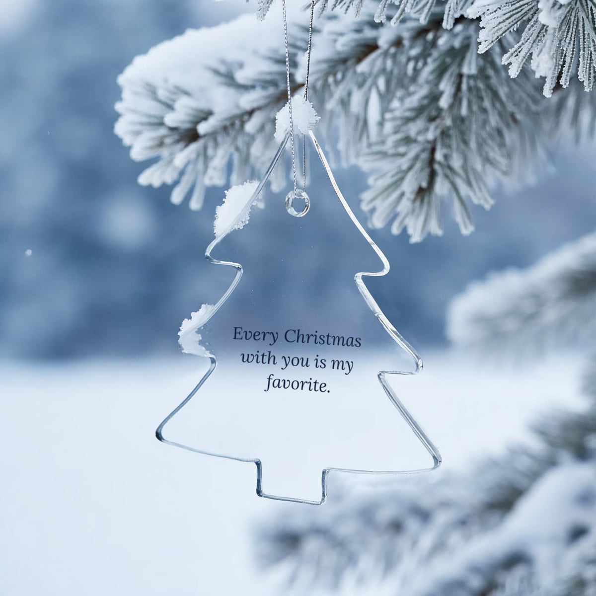 Christmas Tree Ornament, Clear Acrylic Keepsake Gift