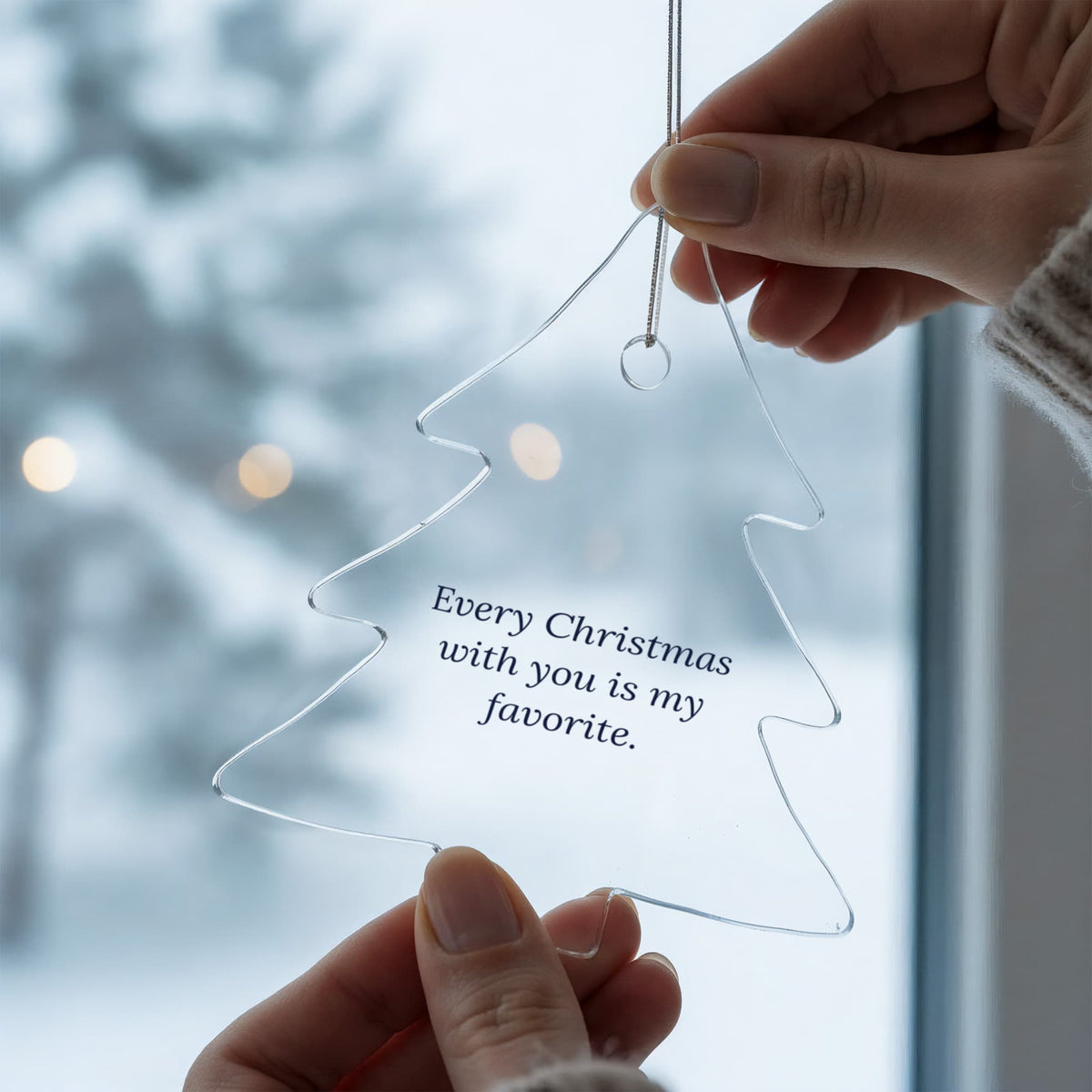 Christmas Tree Ornament, Clear Acrylic Keepsake Gift