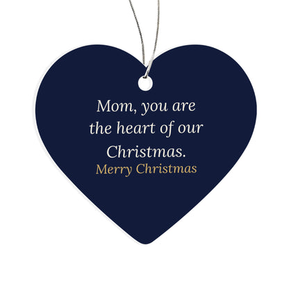 Christmas Ornament for Mom, Acrylic Heart Keepsake