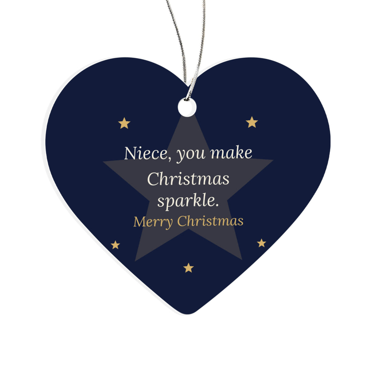 Christmas Ornament for Niece, Acrylic Heart with Stars