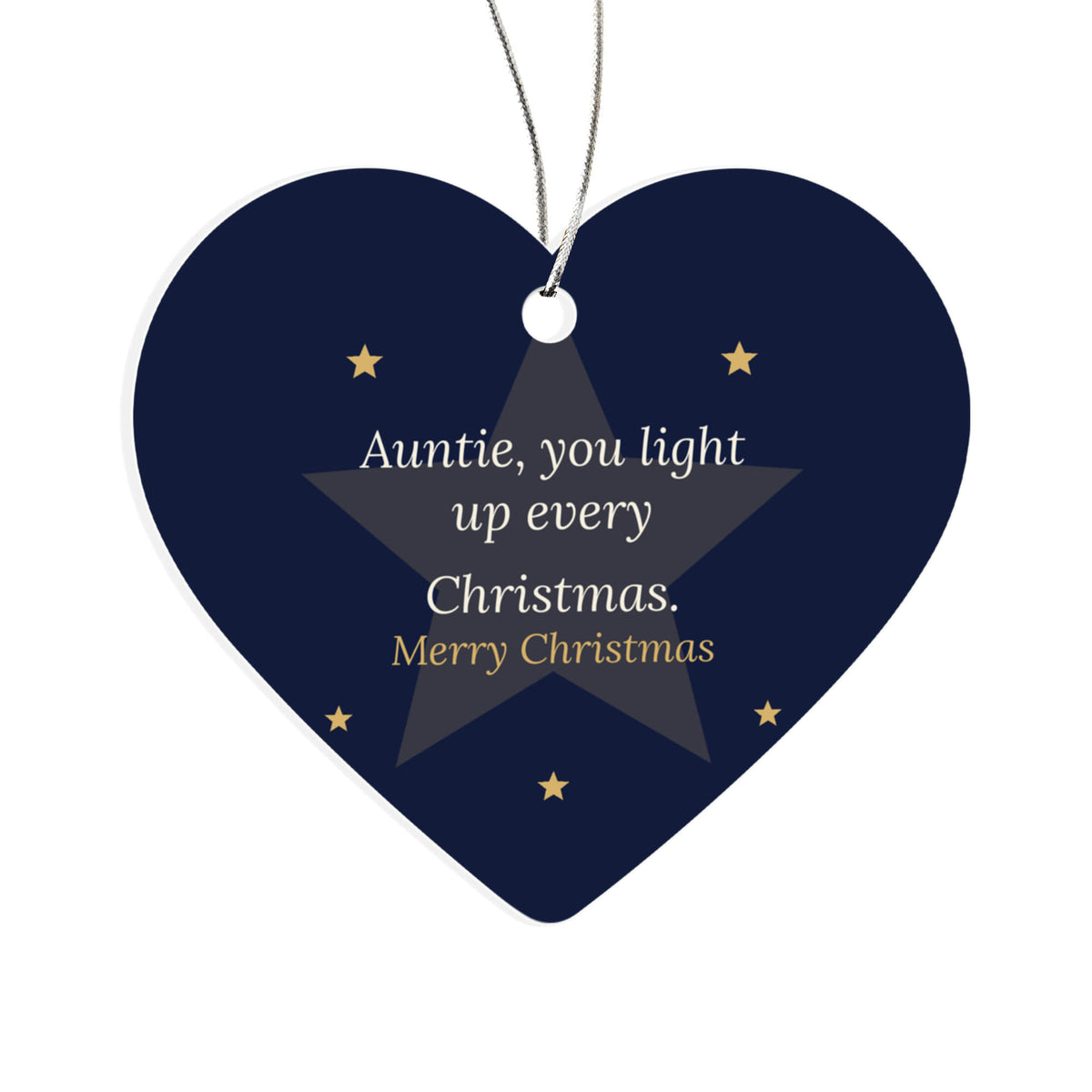 Christmas Ornament for Auntie, Acrylic Heart with Stars