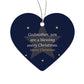 Christmas Ornament for Godmother, Acrylic Heart with Stars