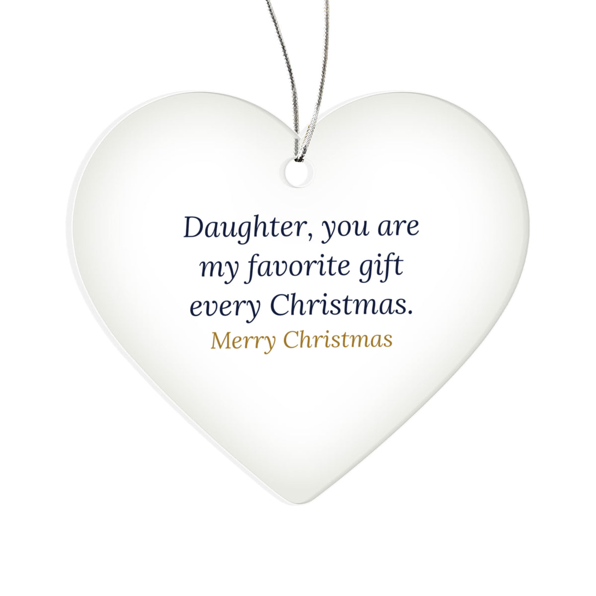 Christmas Ornament for Daughter, Clear Acrylic Heart Keepsake