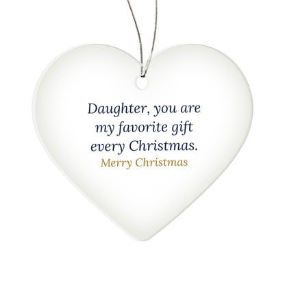 Christmas Ornament for Daughter, Clear Acrylic Heart Keepsake
