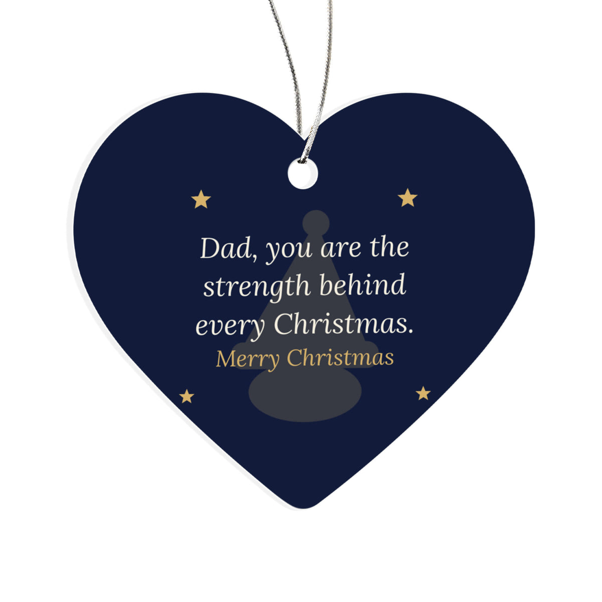 Christmas Ornament for Dad, Acrylic Heart with Santa Hat and Stars