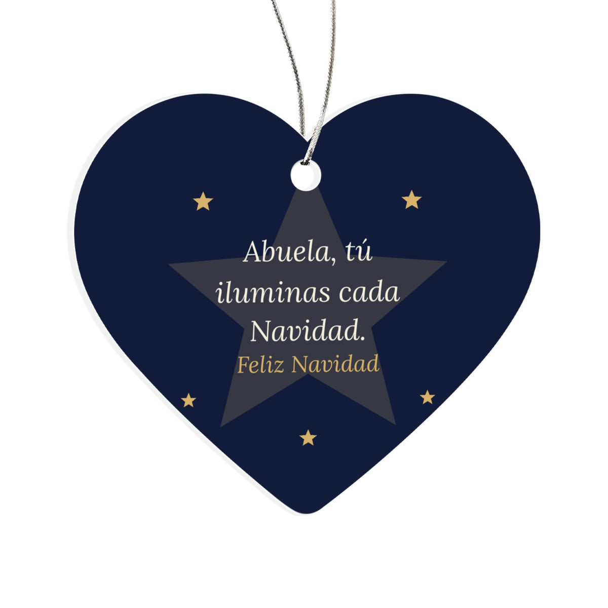 Christmas Ornament for Abuela, Acrylic Heart with Stars
