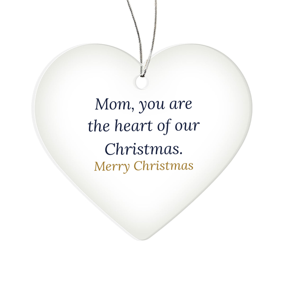 Christmas Ornament for Mom, Clear Acrylic Heart Keepsake