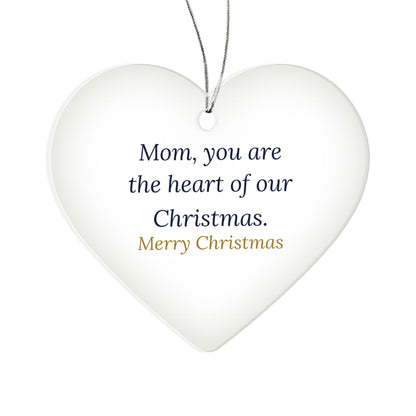 Christmas Ornament for Mom, Clear Acrylic Heart Keepsake