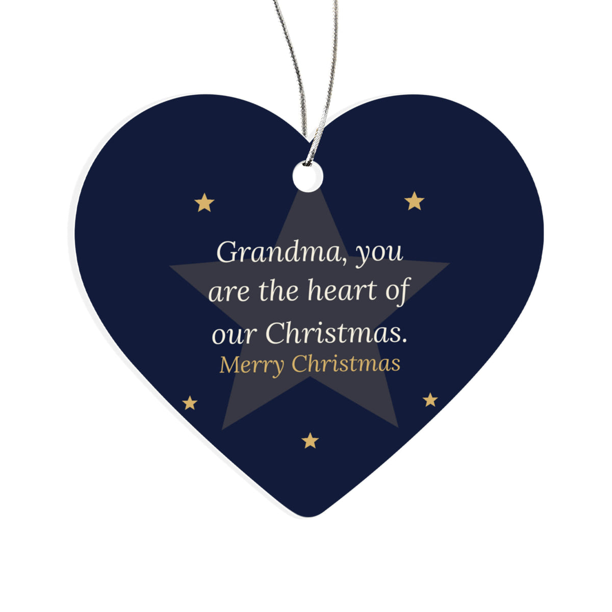 Christmas Ornament for Grandma, Acrylic Heart with Stars