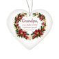 Grandpa Christmas Ornament - Burgundy Floral Clear Acrylic Heart