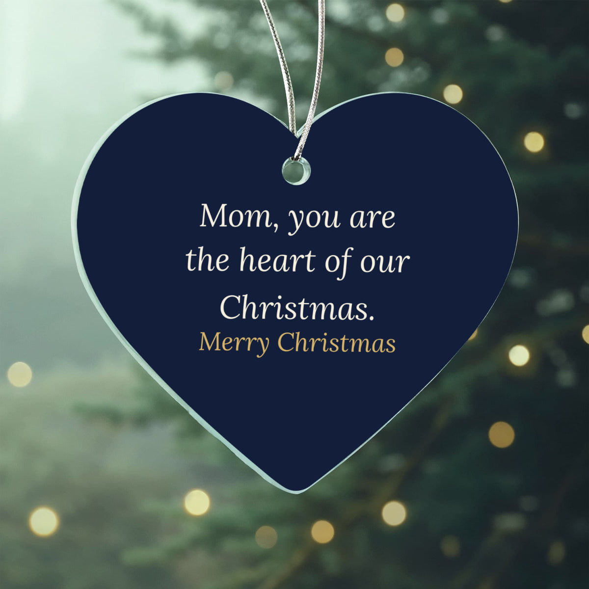 Christmas Ornament for Mom, Acrylic Heart Keepsake