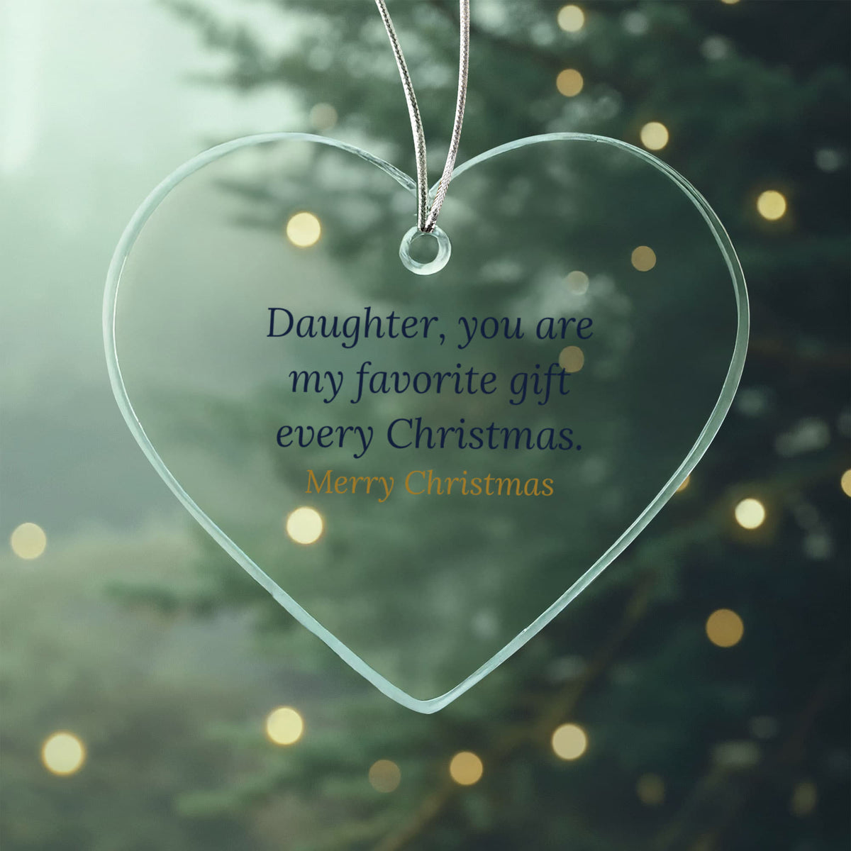 Christmas Ornament for Daughter, Clear Acrylic Heart Keepsake