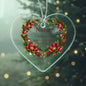 Nana Christmas Ornament - Burgundy Floral Clear Acrylic Heart