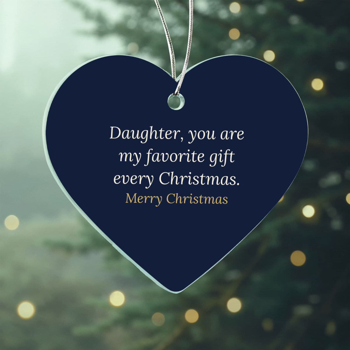 Christmas Ornament for Daughter, Acrylic Heart Keepsake