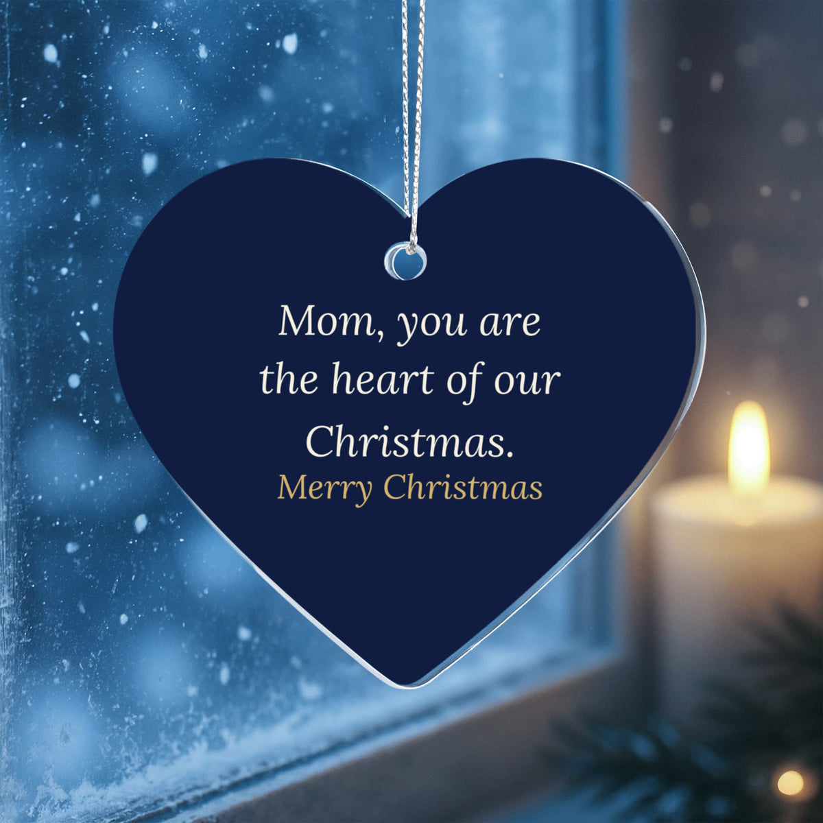 Christmas Ornament for Mom, Acrylic Heart Keepsake