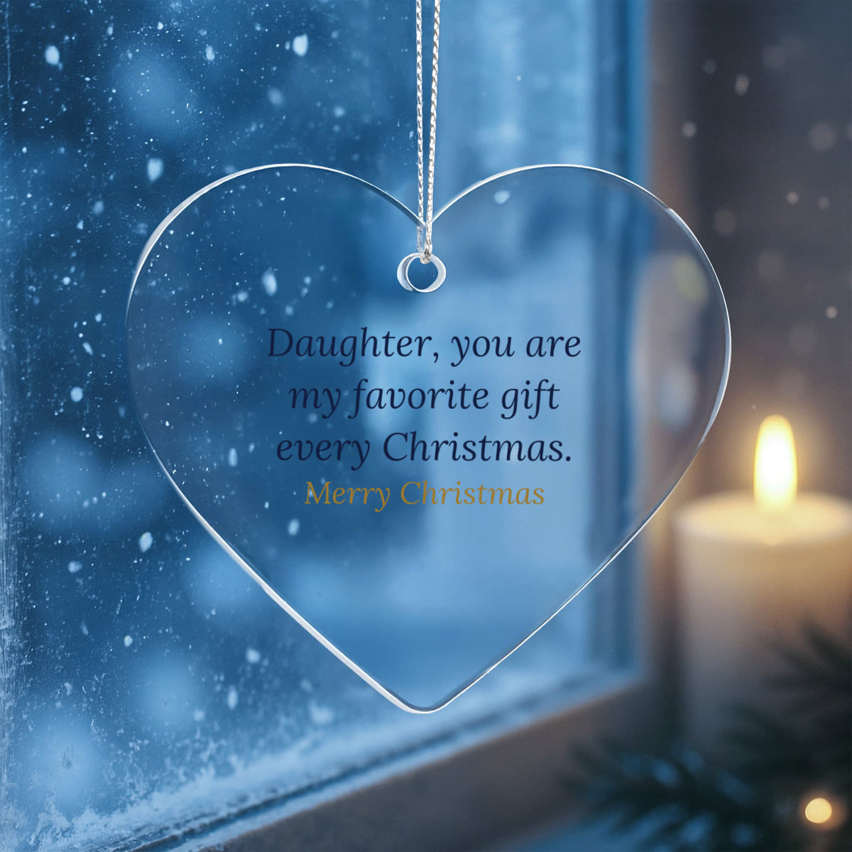 Christmas Ornament for Daughter, Clear Acrylic Heart Keepsake