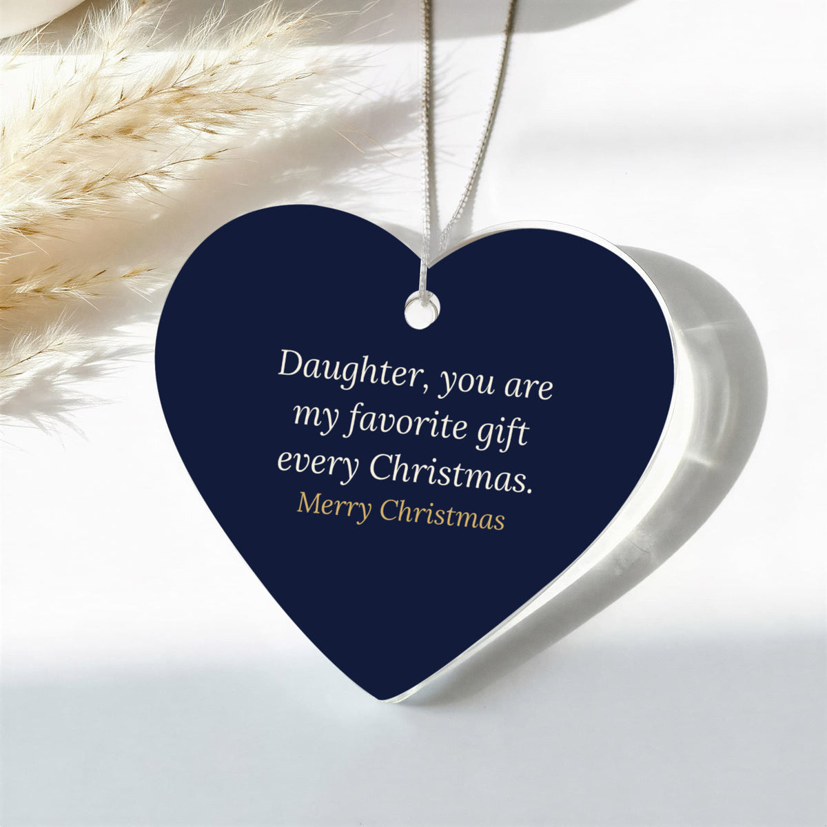 Christmas Ornament for Daughter, Acrylic Heart Keepsake