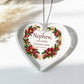 Nephew Christmas Ornament - Burgundy Floral Clear Acrylic Heart
