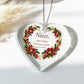 Niece Christmas Ornament - Burgundy Floral Clear Acrylic Heart