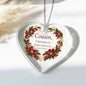 Cousin Christmas Ornament - Burgundy Floral Clear Acrylic Heart