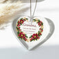 Grandma Christmas Ornament - Burgundy Floral Clear Acrylic Heart