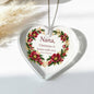 Nana Christmas Ornament - Burgundy Floral Clear Acrylic Heart