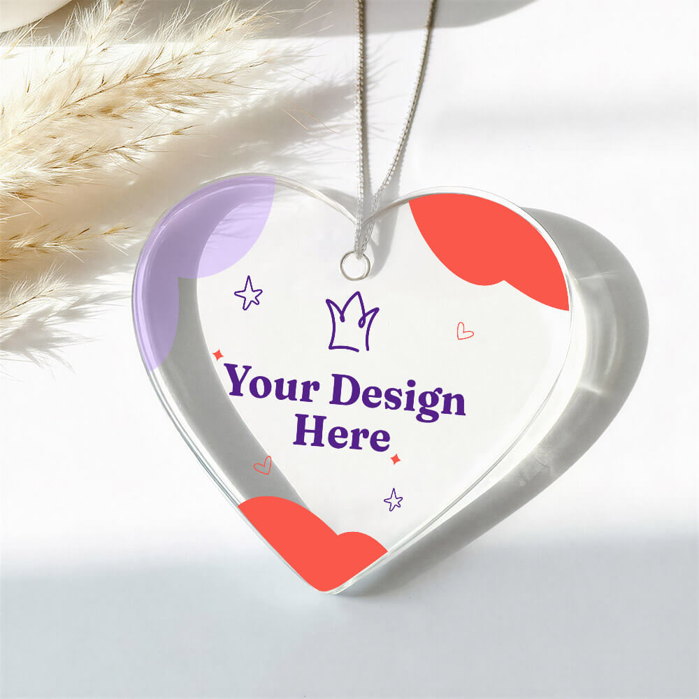 Goddaughter Christmas Ornament - Burgundy Floral Clear Acrylic Heart