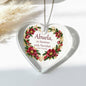Abuela Christmas Ornament - Burgundy Floral Clear Acrylic Heart