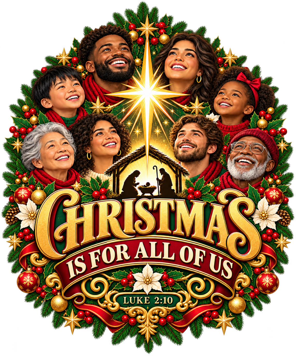 Christmas Is for All of Us | Luke 2:10 Multicultural Sherpa Blanket