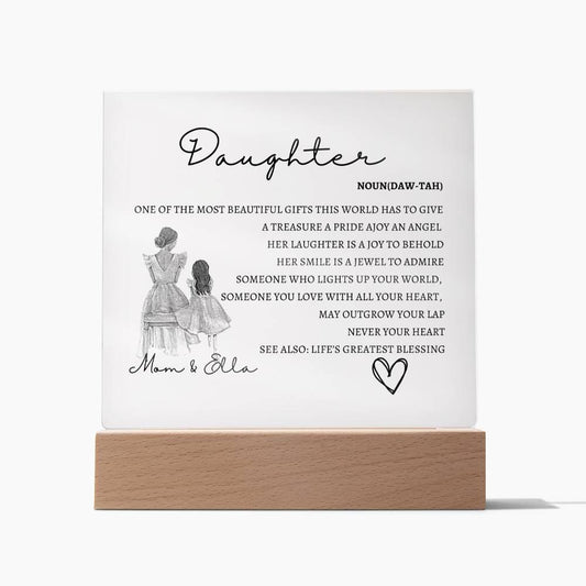 Personalized Daughter Acrylic - Noun DAW - TAH Gifts for Daughter for Christmas, Birthday and Special Moments - Babaccam